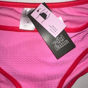 Wild Fable Vibrant Pink Bikini Bottom with Red Accents